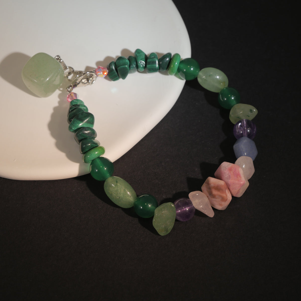 Giverny Dusk: Monet Inspired Rhodonite & Amethyst Bracelet——A serene sanctuary for a restful sou