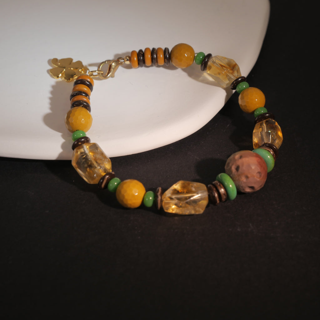 Radiant Sunflowers: Van Gogh Inspired Citrine & Alashan Meteorite Bracelet——A scorching palette for confidence  and abundance