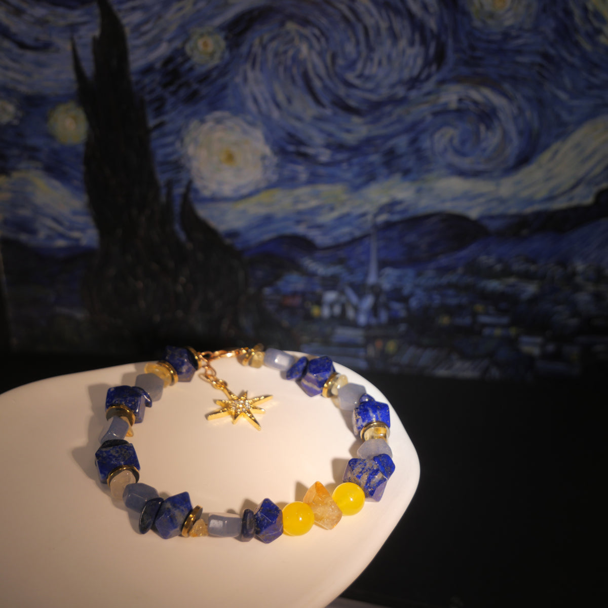 Radiant Sunflowers: Van Gogh Inspired Citrine & Alashan Meteorite Bracelet.——A scorching palette for happiness and abundance.